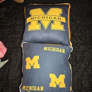 2 Michigan Wolverines Throw Pillows-Blue/Yellow-College,university,school,decor